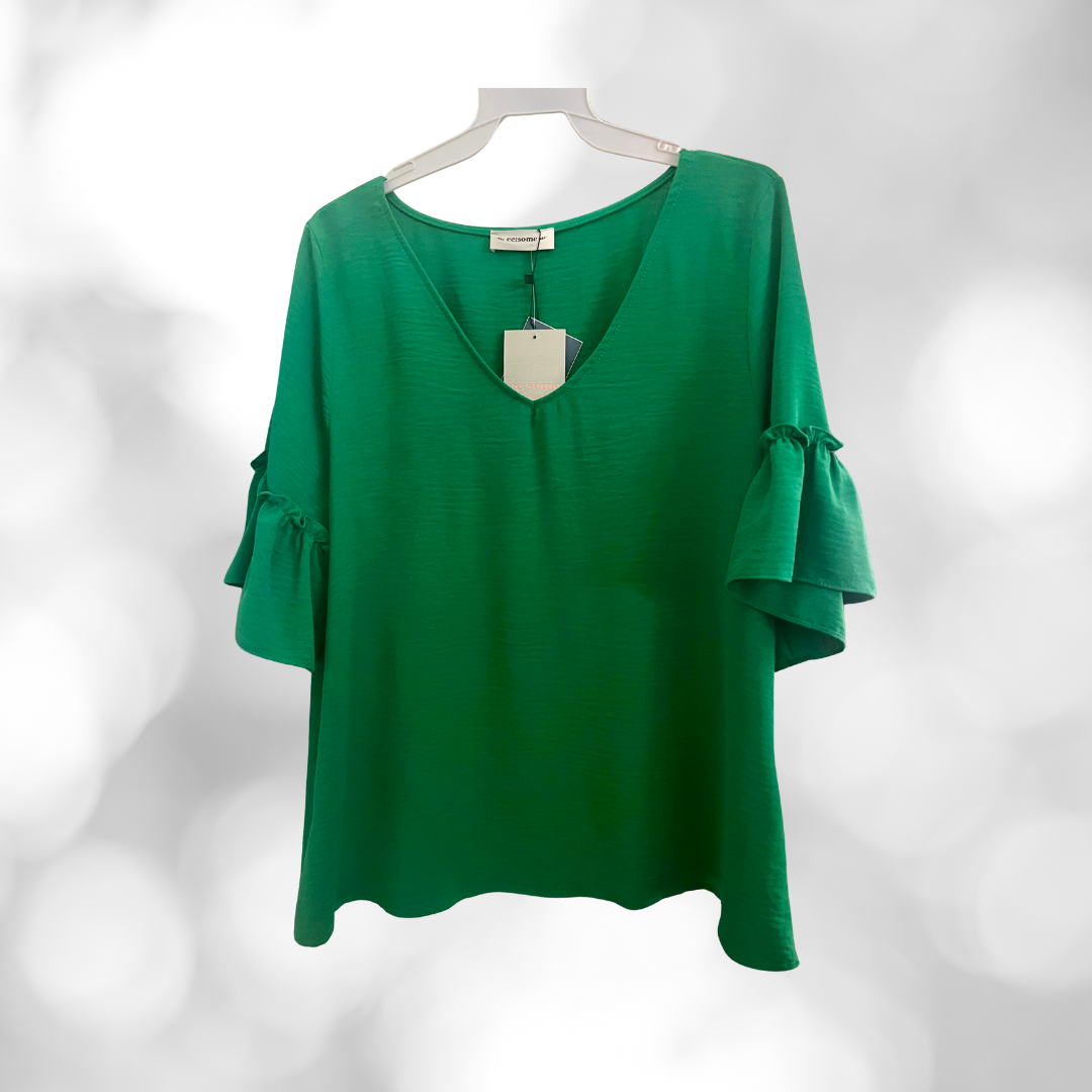 Girly Ruffle Sleeve V-Neck Top