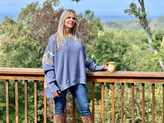 Sunrise Waffle Plaid Top