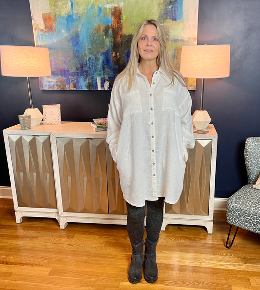 Breezy Gauze Shirt Dress