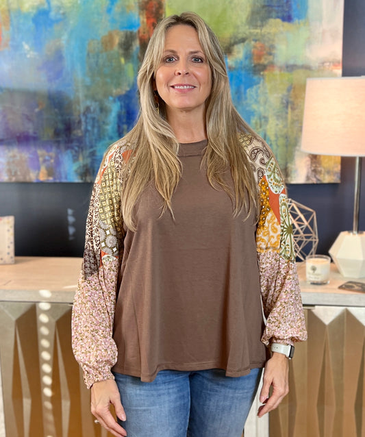 Coffee Cotton Slub Top