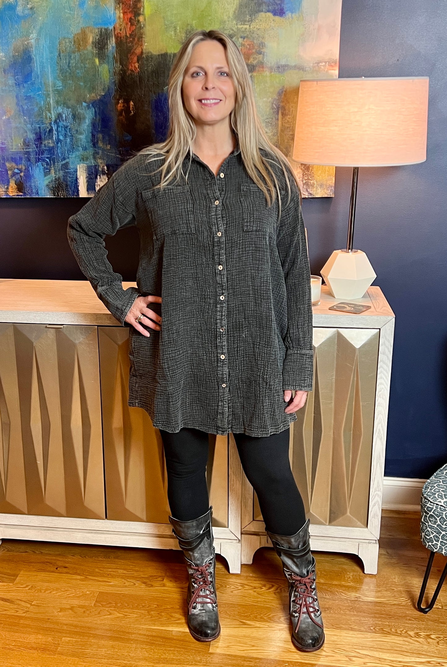 Breezy Gauze Shirt Dress