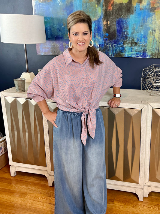 Daisy Denim High Waist Wide Pant
