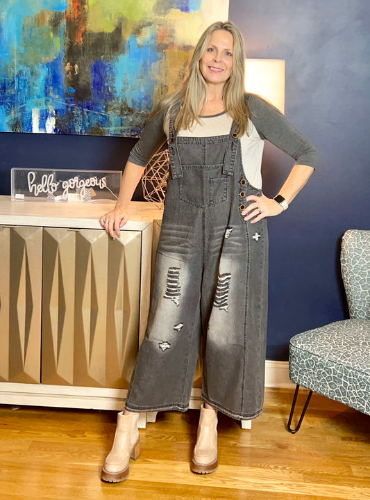 Slouchy Denim Overalls