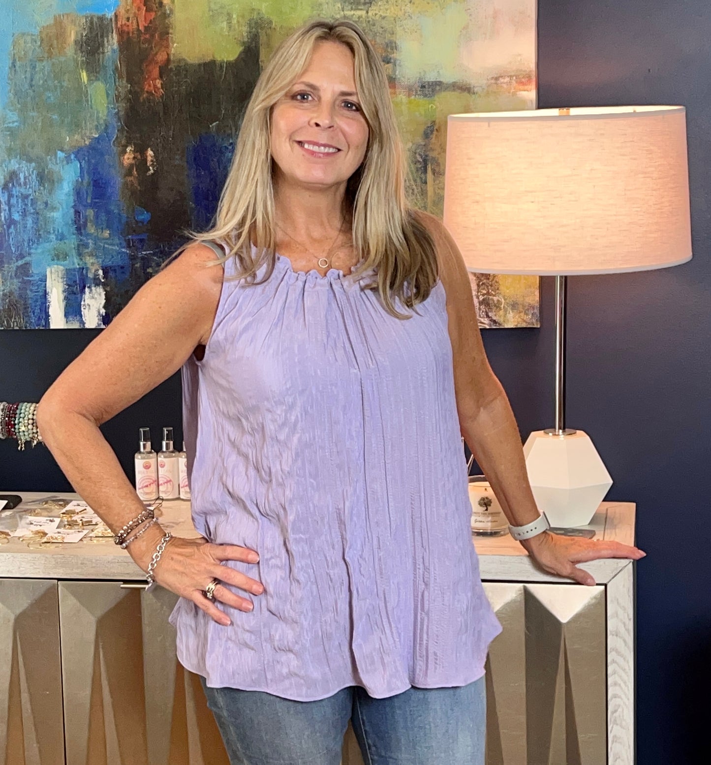 Lavender Crinkle Top
